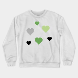 Aromantic Pride Hearts Pixel Art Crewneck Sweatshirt